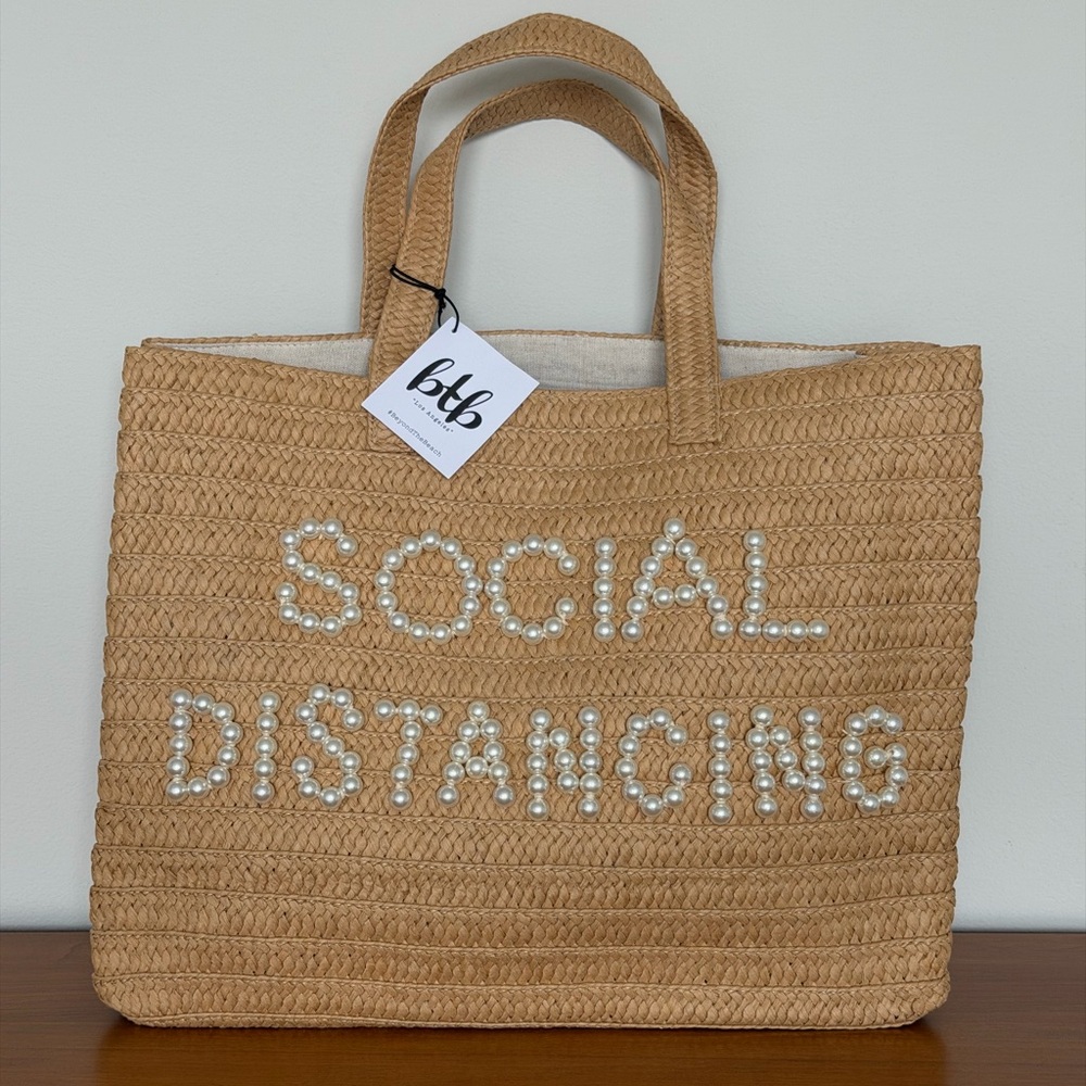 ☀️ BTB Los Angeles Social Distancing Straw Tote - Beach Day